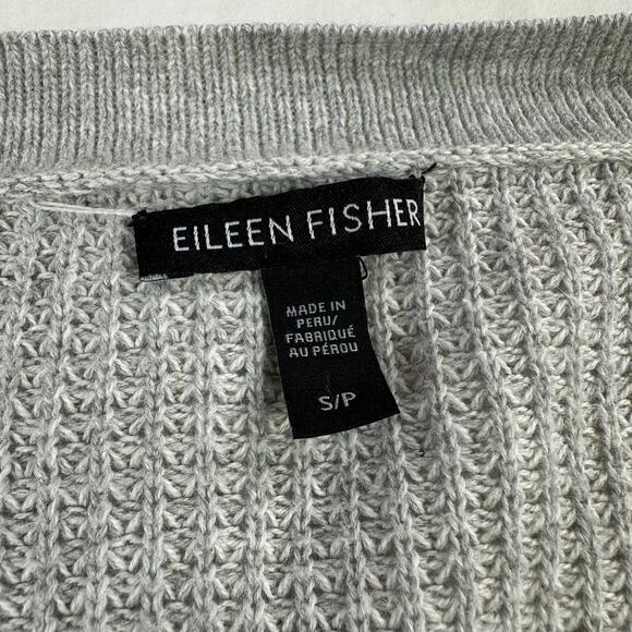 Eileen Fisher Sweater Womens Small Gray Organic Cotton Cardigan Waffle Knit - Picture 3 of 7